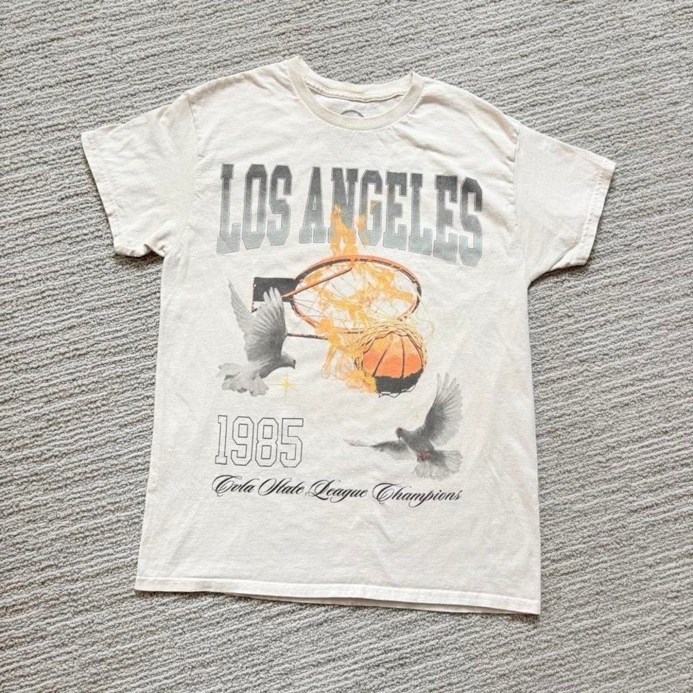 CVLA Graphic Tee Retro Faded Los‎ Angeles Basketball Streetwear Men's M Cotton